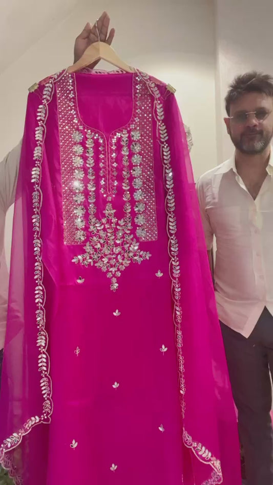 ATHARVA HERITAGE SHEER LUXURY HAND MIRROR EMBROIDERY SUIT SHEER0027P