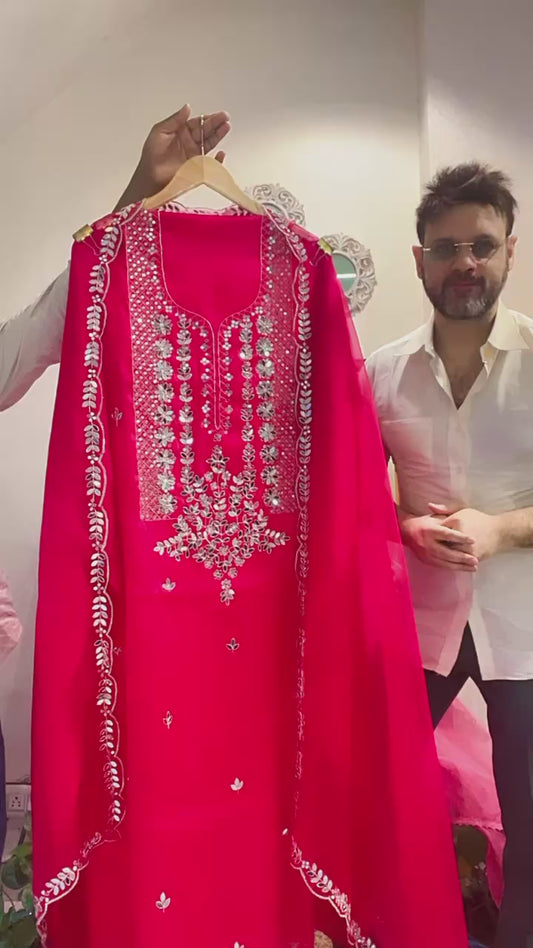 ATHARVA HERITAGE SHEER LUXURY HAND MIRROR EMBROIDERY SUIT SHEER0027R