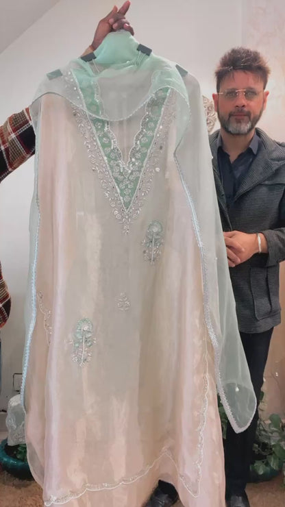 ATHARVA HERITAGE Pure Handloom Tissue Silk Suit  with Velevt Applique Pakistani Suit~✨🌼 TVO001M