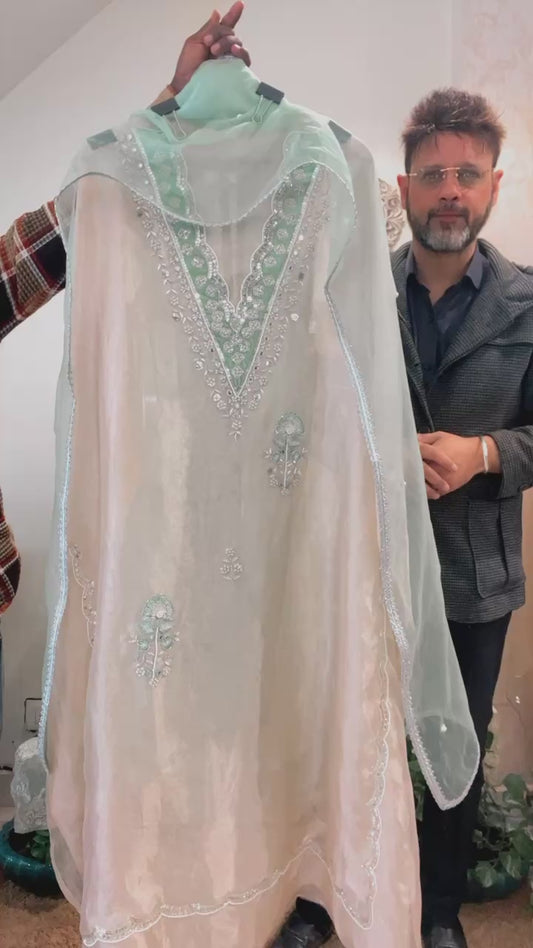 ATHARVA HERITAGE Pure Handloom Tissue Silk Suit  with Velevt Applique Pakistani Suit~✨🌼 TVO001M