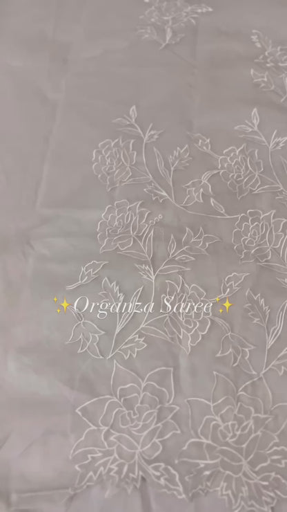 Atharva Heritage Sheer Luxury Saree S001 Pearl White