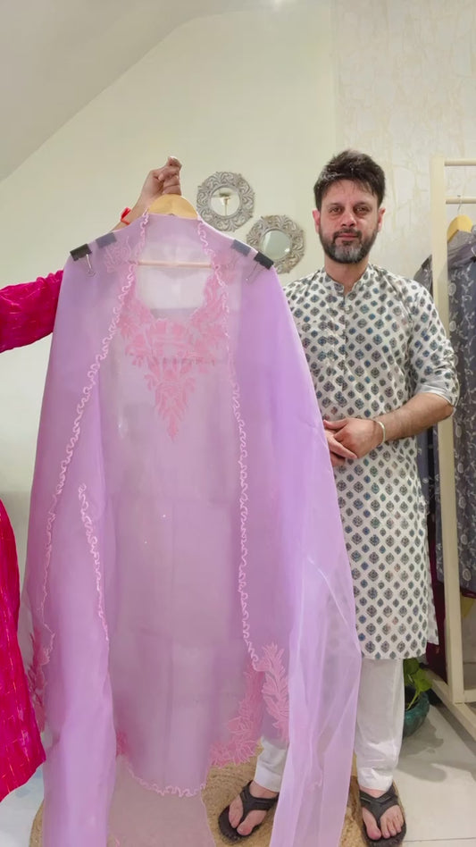 ATHARVA HERITAGE Sheer Luxury Unstitched Pure Silk Organza Pakistani Hand Appliqué Suit PL002L
