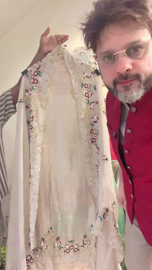 Atharva Heritage 
Maharani Collection – Pure Handwoven 80g Tissue Silk Suit with Hand Zardozi Work AH131831-M41