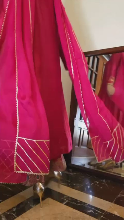 Atharva Heritage Enchanting Elegance: Pure Satin Silk  Pakistani Suits Adorned with Exquisite Parsi Embroidery CO00261