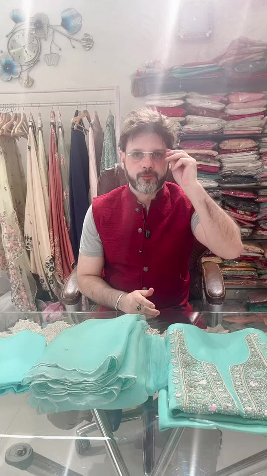 Atharva Heritage “Lucknowi Hand Embroidered Farshi Salwar Suit in Pure Silk Organza – A Royal Revival” AH131831-98