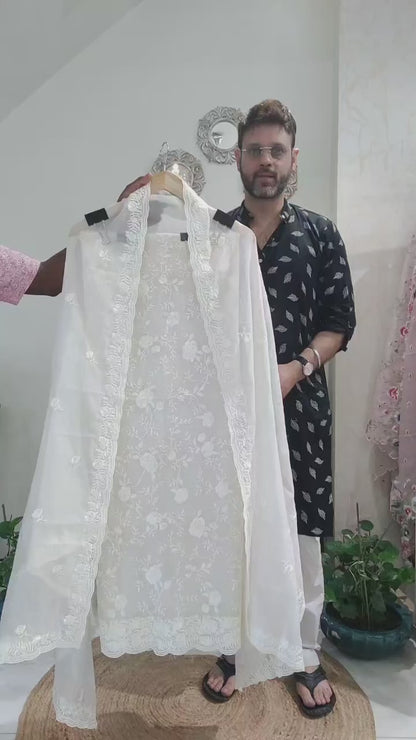 PURE MUL CHANDERI SILK  PARSI GARA SUIT MCH001