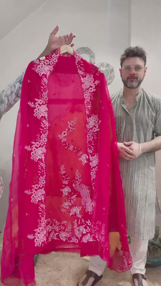 Atharva Heritage/SHEER LUXURY PARSI GARA REGAL PEACOCK MOTIFS  SHEER0066P
