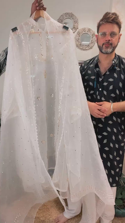 ATHARVA HERITAGE Sheer LuxuryDYEABLE  /Premium Lucknowi Semi Stitched Collection Sheer00082 DYEABLE