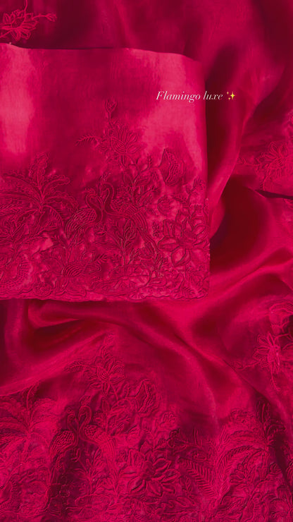 Atharva Heritage SHEER LUXURY Pure Silk Organza French Thread Front and Back Embroidered with Separate Embroidered Sleeves SOFTHP569