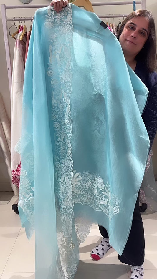 Atharva Heritage Sheer Luxury Trousseau Collection unstitched Suit FRONT BACK N SLEEVES EMBROIDERED SLP00589