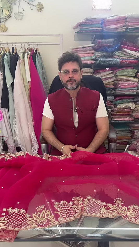 Atharva Heritage Hand Zardozi Pure Silk Organza Saree