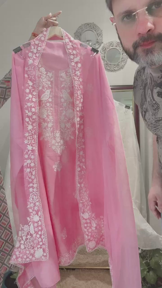 Atharva Heritage ✨ Unbelievable Luxury | Pure Chanderi Silk Kurta with Parsi Embroidery & Silk Organza Dupatta