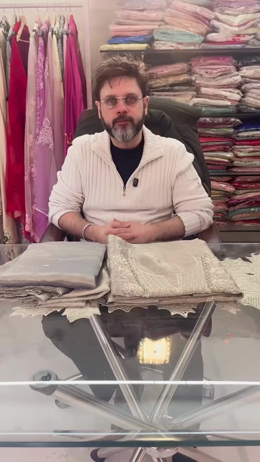 Atharva Heritage Hand-Woven Pure 80-Gram Tissue Silk Suit with Hand Embroidery CTSHZ236