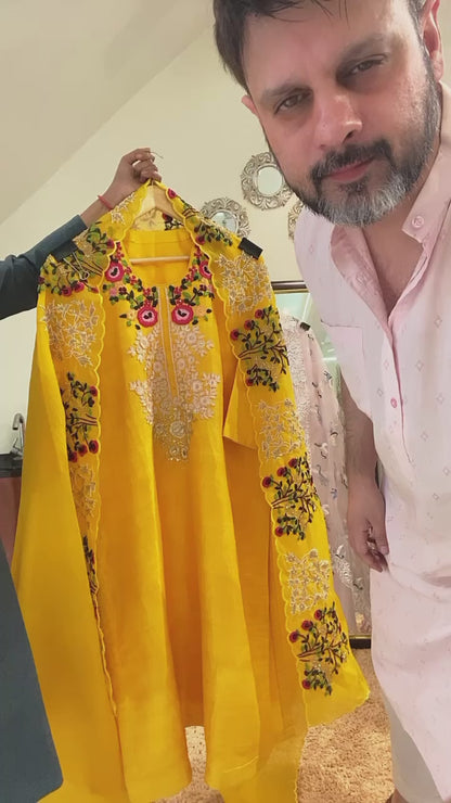 Atharva Heritage/pure Raw silk Pakistani Hand Embroidered Suit PRP003