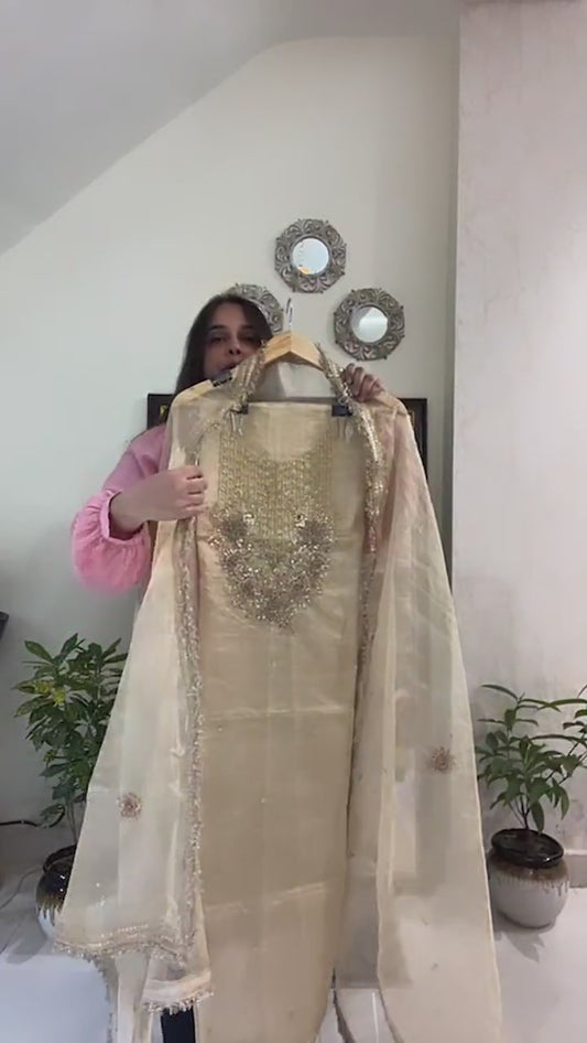 Atharva Heritage MAHARANI LUXURY Hand woven Tissue  SILK SUIT/Hand Craftsmanship MC0023