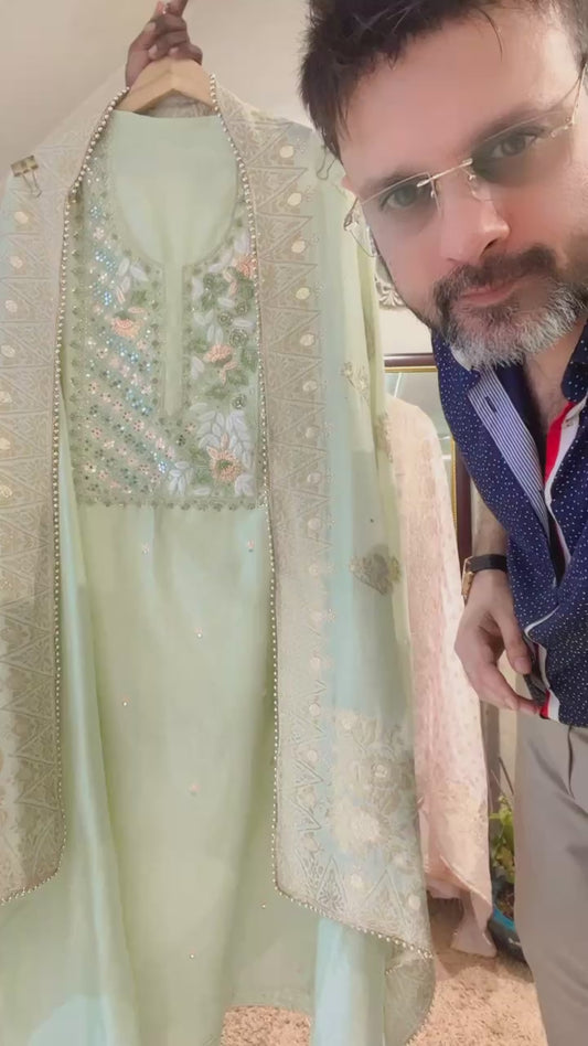 ATHARVA Hand Embroidery Salwar Kameez/Chanderi Ladies Suit/Banarsi Silk Dupatta/Zardozi Embroidery /Custom Stitch Unstitch/Embroidery/Gift/CH16791