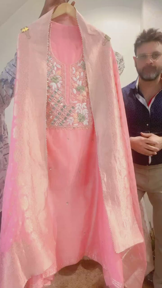 ATHARVA Hand Embroidery Salwar Kameez/Chanderi Ladies Suit/Banarsi Silk Dupatta/Zardozi Embroidery /Custom Stitch Unstitch/Embroidery/Gift/CH16792