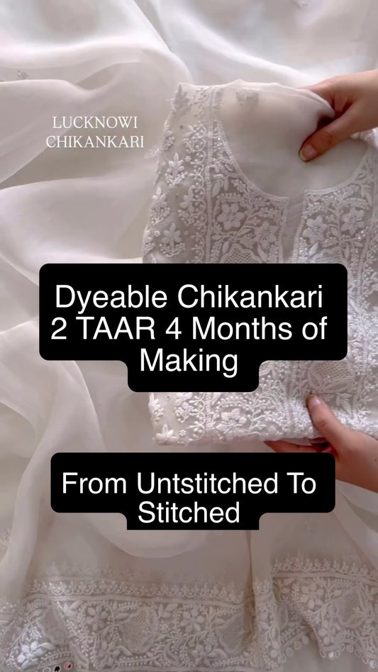 Atharva Heritage Sheer Luxury “Handcrafted 2-Taar Shadow Lucknowi Embroidered Unstitched Suit – Pure Silk Organza | Limited Edition AH-1813-3199