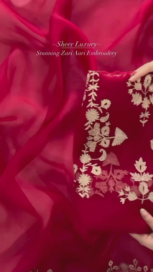 ATHARVA HERITAGE SHEER LUXURY PURE SILK ORGANZA AARI SUIT SHEER0035