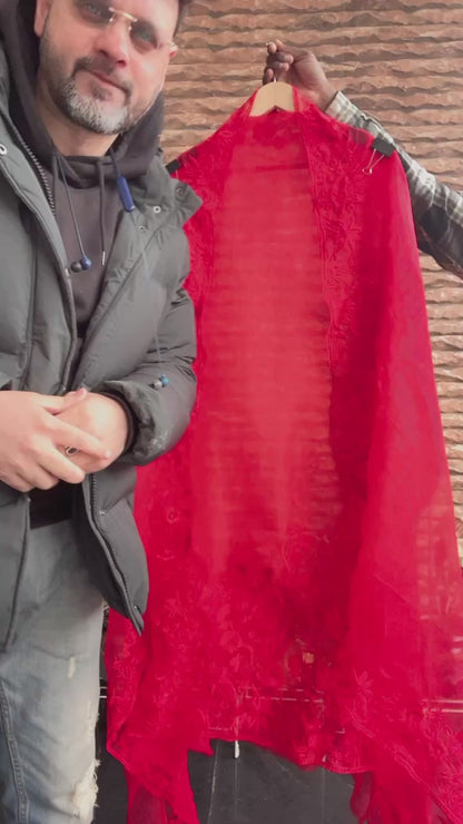 Atharva Heritage Sheer Luxury Trousseau Collection unstitched Suit SLP0051 Red