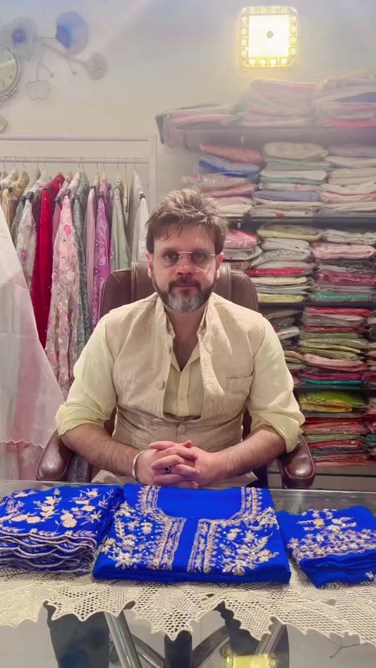 Atharva heritage Exquisite Hand Zardozi Embroidered Pakistani Suit on Pure Silk Georgette 80 gram SLP0010