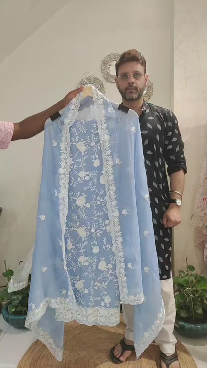 PURE MUL CHANDERI SILK  PARSI GARA SUIT MCH001