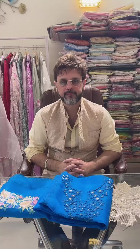 Atharva Heritage Sheer Luxury Pure Silk Organza Ready to Wear Pakistani Suit SLP003