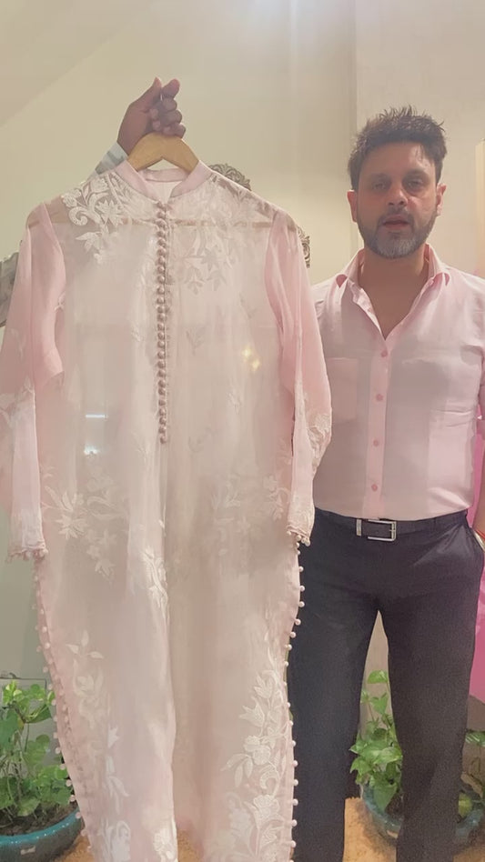 Atharva Heritage Designer Pakistani Corset Set in Pure Silk Organza with Water-Thread Embroidery SCS431