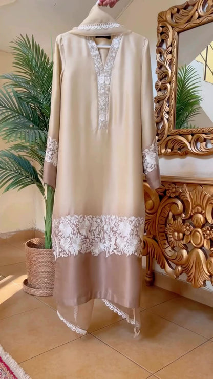 Atharva Heritage "Enchanting Elegance: Pure Silk 80 Grams Pakistani Suits Adorned with Exquisite HANS Parsi Embroidery MS002