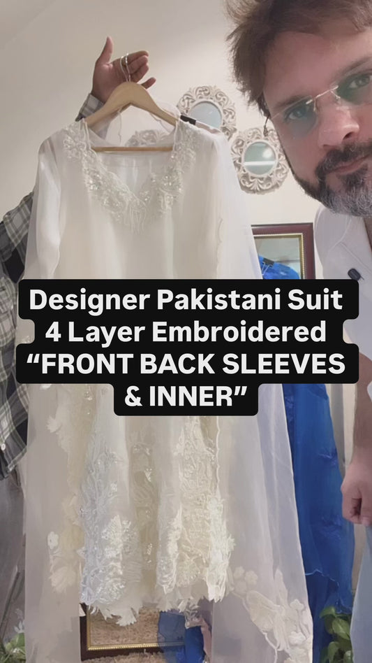 ATHARVA HERITAGE The Ultimate Designer Pakistani Suit in Ivory – Four-Layer Hand-Embroidered Couture Ensemble AH13184LPS