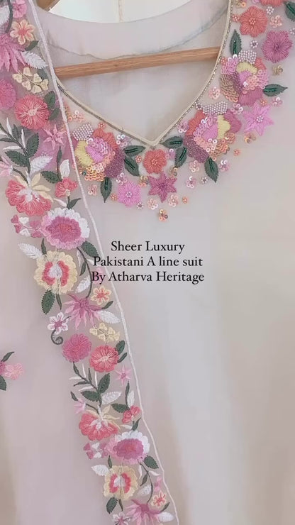 A-Line SHEER LUXURY PARSI GARA SUIT A002