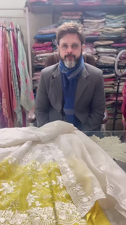 Atharva Heritage Pure Mul Chanderi Front and Back Parsi Gara Suit MCH00777