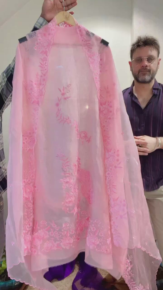 Atharva Heritage/SHEER LUXURY PARSI GARA REGAL PEACOCK MOTIFS  SHEER0066PP