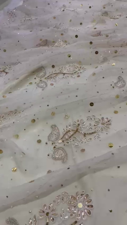 Atharva Heritage Pure Silk Organza Unstitched Lehenga with Handcrafted Mukesh Kamdhani Work – 18 Kalis | Dyeable | Premium Bridal & Festive Wear MKSOUL768