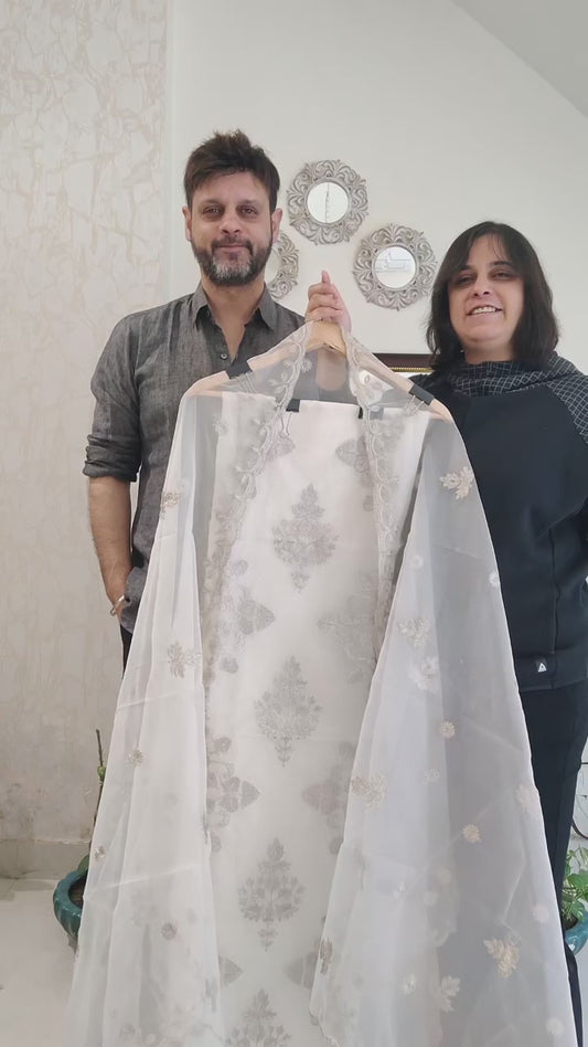 ATHARVA HERITAGE SHEER LUXURY PURE SILK ORGANZA AARI SUIT SHEER0035