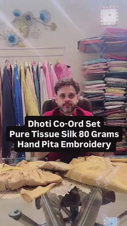 Atharva Heritage 80-Gram Tissue Silk Coord set  Ensemble with Pitta Tilla Embroidery TSDC654