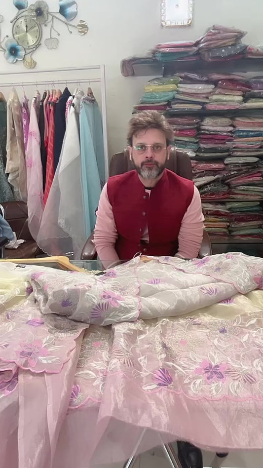 ATHARVA HERITAGE MAHARANI LUXURY TISSUE SILK WITH PARSI GARA SUIT MTC0020