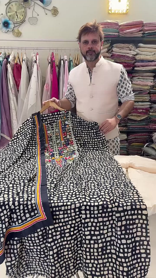 Atharva Heritage Luxury Pure Crepe 80 Grams Digital Printed Pakistani Suit with Hand Embroidery & Pure Crush Sharara AH181378