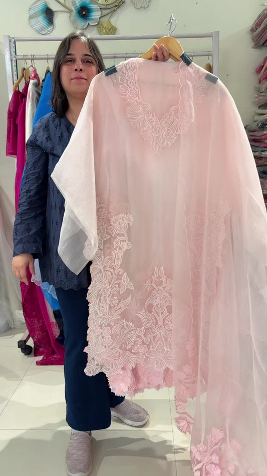 ATHARVA HERITAGE The Ultimate Designer Pakistani Suit in Powder pink  – Four-Layer Hand-Embroidered Couture Ensemble AH13184LPS