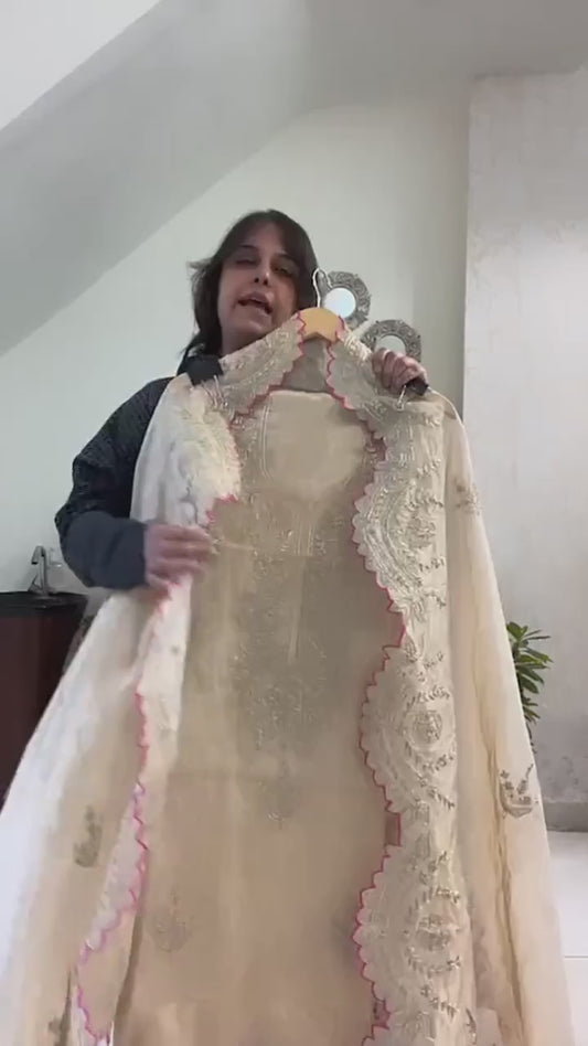 ATHARVA HERITAGE MAHARANI LUXURY TISSUE SILK SUIT MTC005 water Gold
