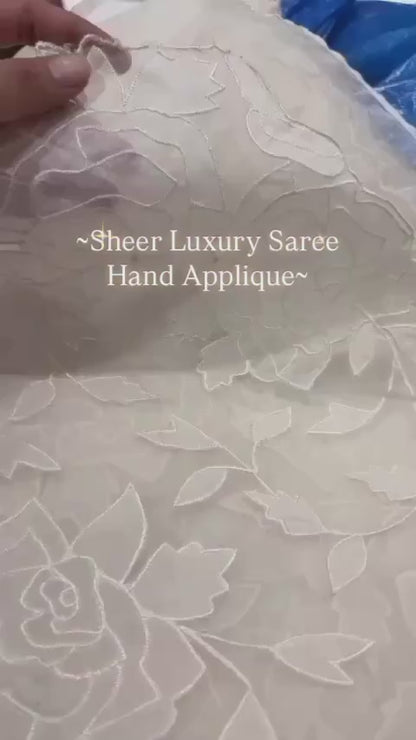 Atharva Heritage Sheer Luxury Saree S001 Pearl White