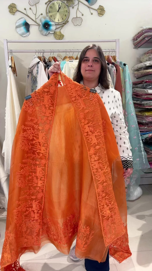 Atharva Heritage Sheer Luxury Trousseau Collection unstitched Suit FRONT BACK N SLEEVES EMBROIDERED SLP00589