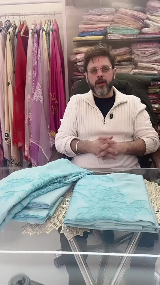 ATHARVA Hand Cutwork Salwar Kameez/Chanderi Cut-Work Shirt & Dupatta/Santoon Bottom/Custom Stitch Unstitch/Plazo/Pant/CUT8027P