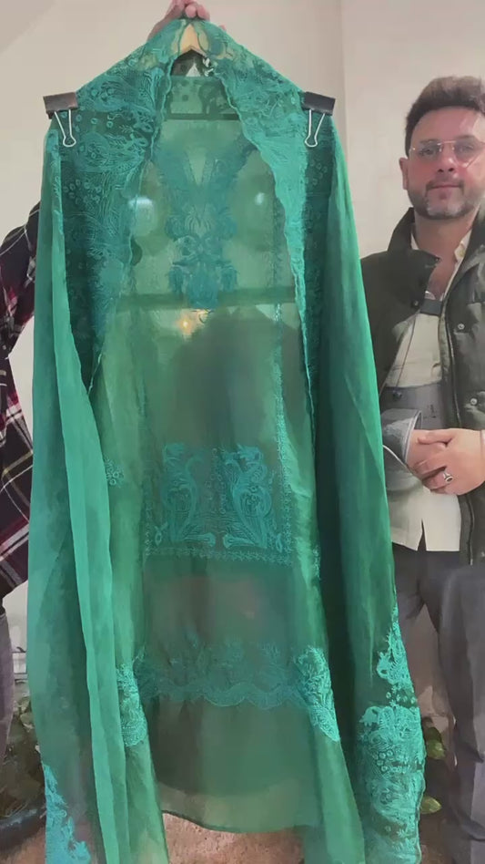 ATHARVA HERITAGE Sheer Luxury Pakistani unstitched Suit SLP001G Emerald Green