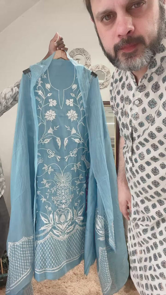 Atharva Heritage Pure Mul Chanderi with Pure MUL Chanderi dupatta Pakistani suit AH6598