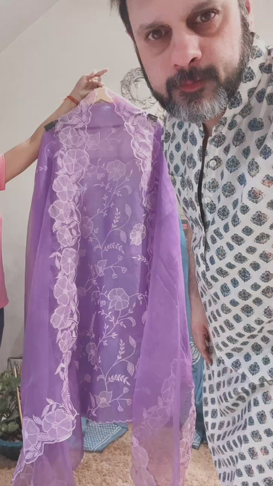 ATHARVA HERITAGE Sheer Luxury Ready to Wear Pakistani Appliqué  Unstitched Suit SLP0509L Lavender