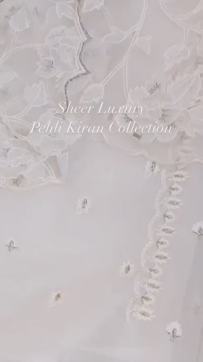 Atharva Heritage SHEER LUXURY Pure Silk Organza French Thread Monochrome Embroidery SUIT SHEER00721