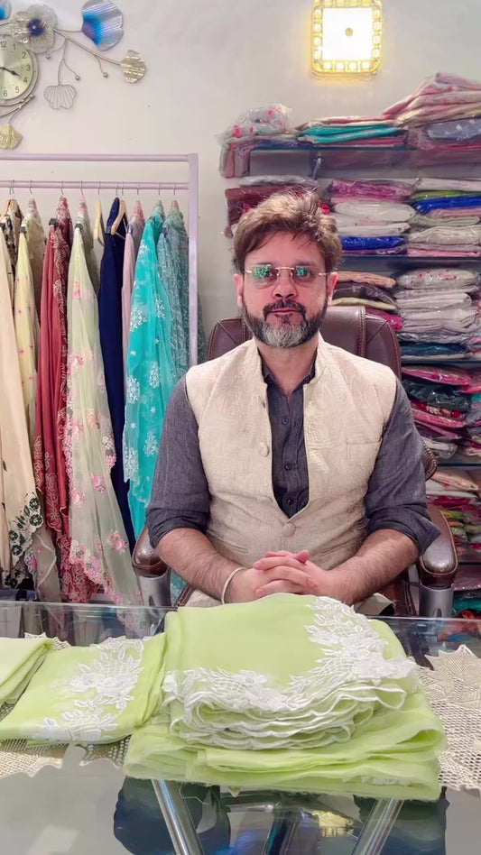 Atharva Heritage Pure Organza Silk Pakistani Suit with Pearl Parsi Embroidery AH181331176