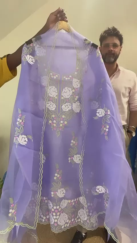 Atharva Heritage Sheer Luxury Pure Silk Organza French Thread Embroidered SOFT154