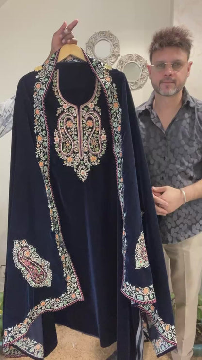 Atharva Heritage/Kashmiri Embroidered The Winter Velvet 2024 Edits EM1033